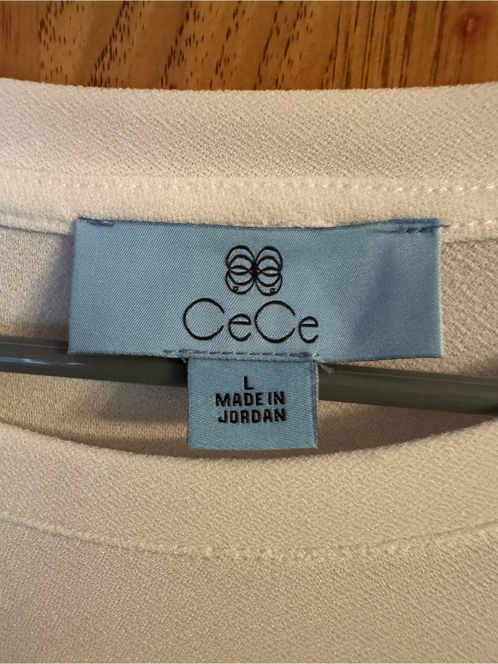 CeCe White Crewneck Tee with Light Blue Brand Tag - Picture 2 of 4